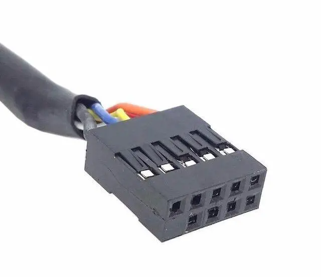 Alt view image 4 of 5 - 50cm Stackable Dual USB 2.0 A Type Female to Motherboard 9 Pin Header Cable with Screw Panel Holes