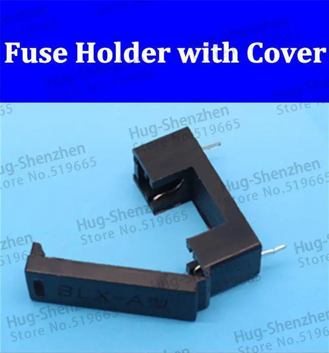 Main image of 50pcs BLX-A Black color copper feet fuse holder DIP pcb board for 5*20mm cartridge fuse with cover