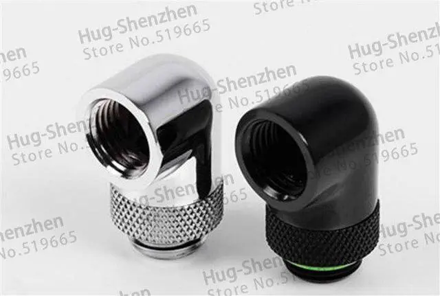 Alt view image 2 of 3 - Black Silver G1/4''thread 90 degree two Rotary Fitting Adapter Rotating 90 degrees water cooling Adaptors TWT90S-V2