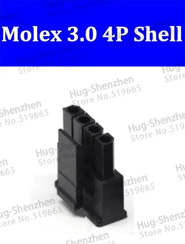 Main image of 5557 Promotion product 50pcs Molex 3.0mm 1*4pin 43645-0400 black Male Power Connector Housing Plastic Shell