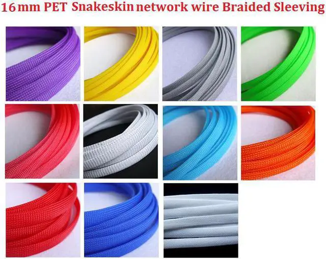 Main image of 100M Cable Sleeves 16mm 10 Colors Snakeskin Mesh Wire Protecting Nylon Tight PET Expandable Insulation Sheathing Braided Sleeves