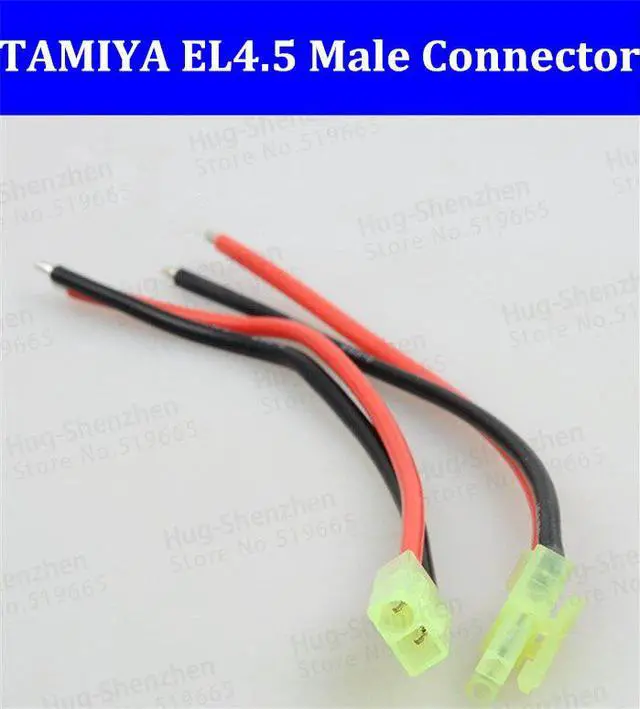 Main image of 100set  Green Mini.TAMIYA EL4.5 Male Female Connector with 20AWG Silicone Wire cable