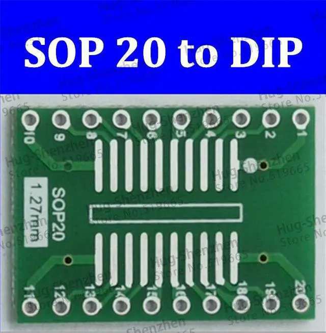 Main image of 10pcs sop20 to dip20 Interposer Moudle PCB Board Adapter Plate
