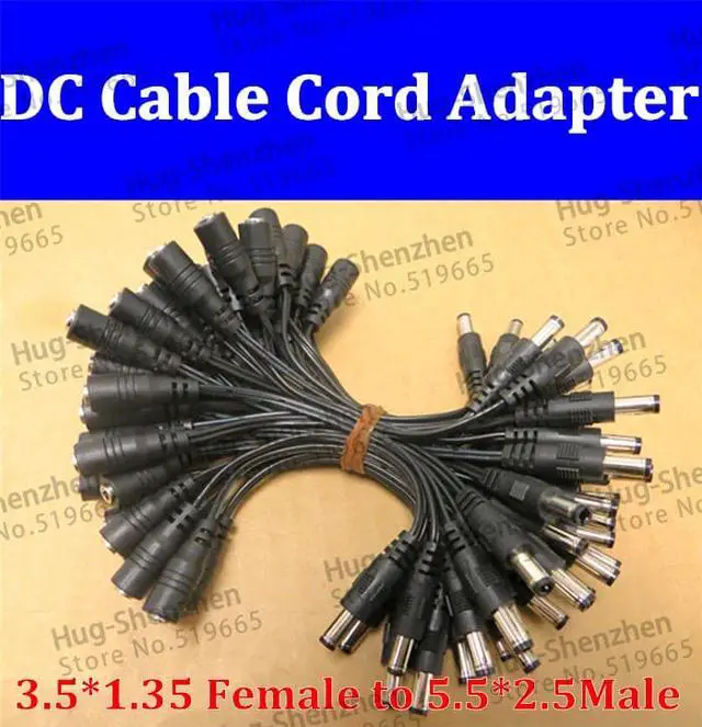 Main image of DC Power Plug 5.5x2.5mm Male To 3.5x1.35mm Female Power Cable Cord Adapter , 5.5*2.5 Male, 3.5*1.35 Female, 10Qty,