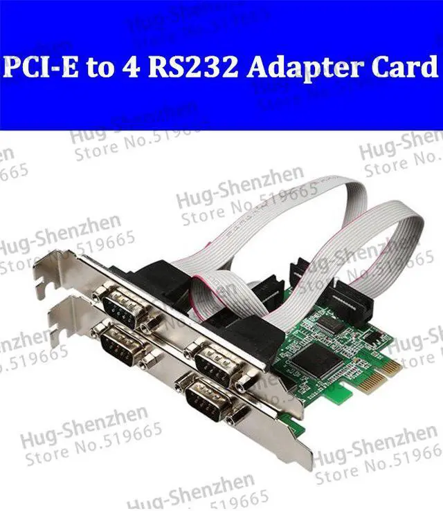 Main image of PCI-E to 4port RS232 PCI Express DB-9 Serial RS232 RS232 Com Ports to PCI-E Controller Extender Adapter Card 2pcs/lot