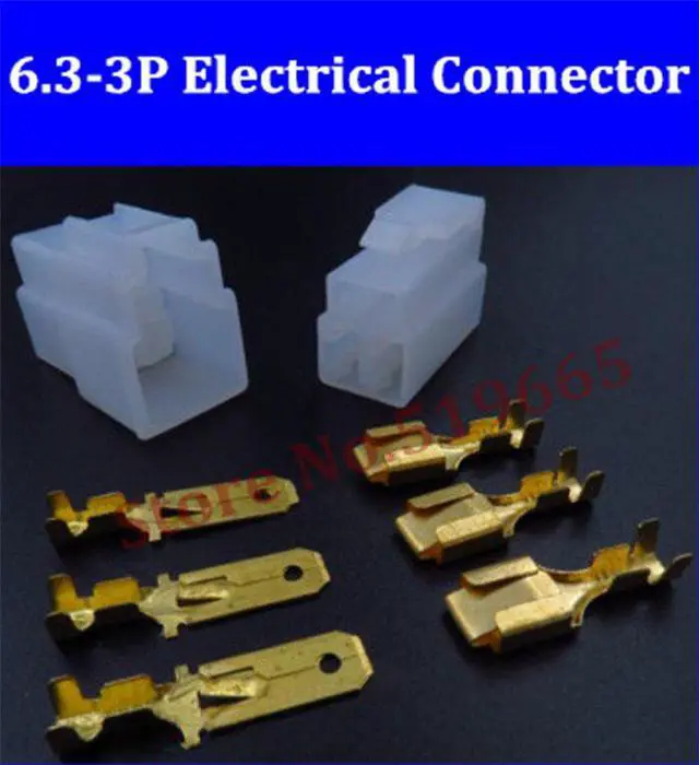 Main image of 300pcs/lot 6.3-3Pin 3-Pin car plug car male +female +terminals power supply connector electrical wire connector