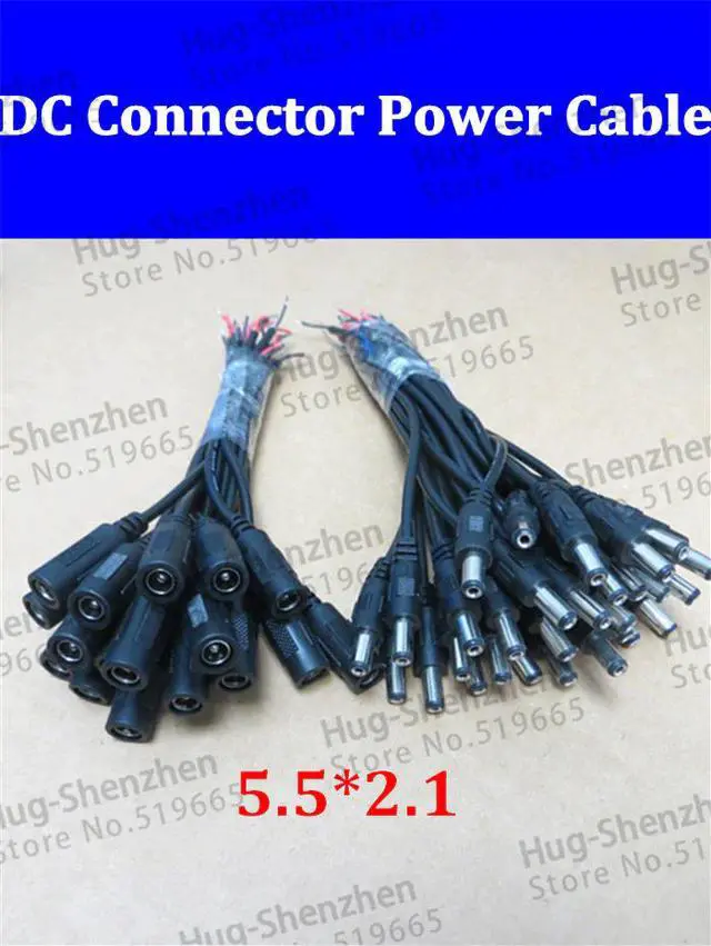Main image of 25pair Monitoring DC power male+female connector power cord / led controller DC line / size 5.5 * 2.1 Power Plug Connector