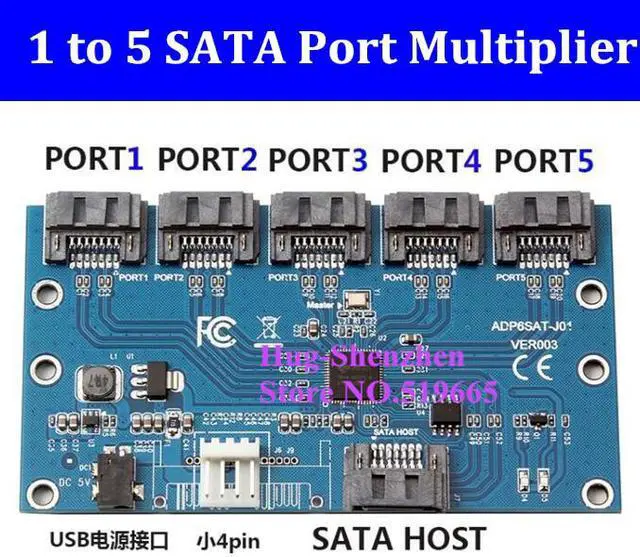 Main image of Adapter Card SATA 1 to SATAII/SATA2 5 Port Multiplier Converter Riser SATA 3.0 adapter Card JMB321 Chip