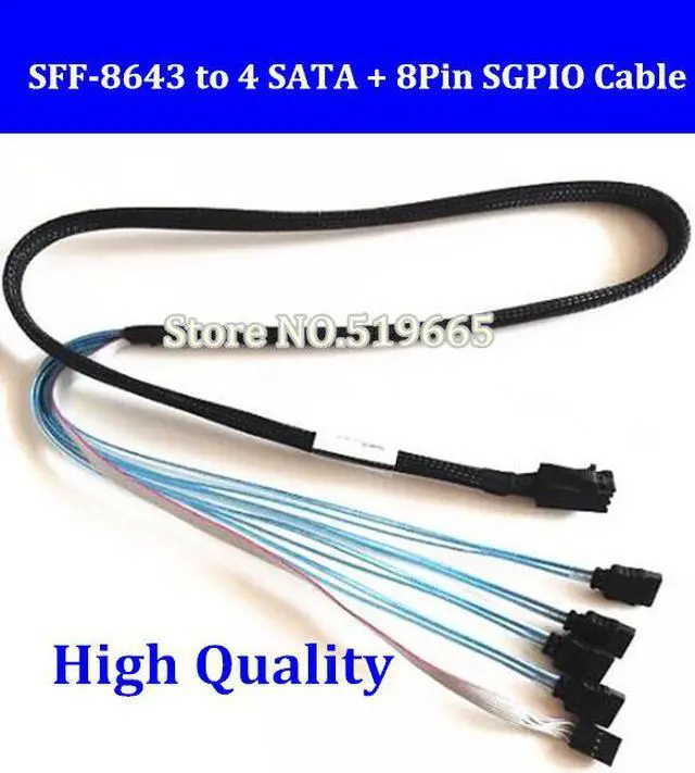 Main image of 100cm Length Mini SAS HD Data Cable Support 12Gb/s 6GB SFF-8643 to 4 SATA + 8Pin SGPIO Light Line Cable