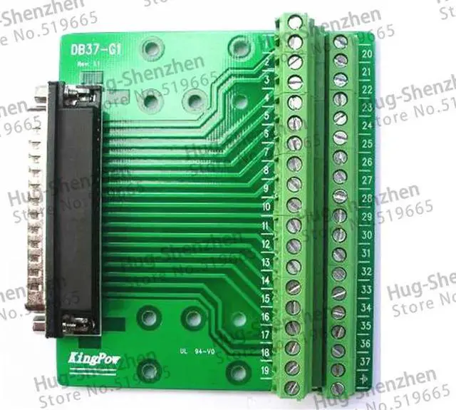 Alt view image 3 of 3 - 5pcs/lot 37Pins male DB37 D-SUB DB-37 Adapter signals Terminal Breakout Board ROHS 2 row