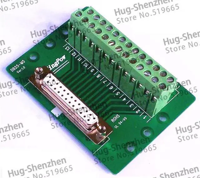 Alt view image 3 of 3 - DB25 to Terminal adapter plate DR25 Female terminal breakout board 180 degrees wholesale