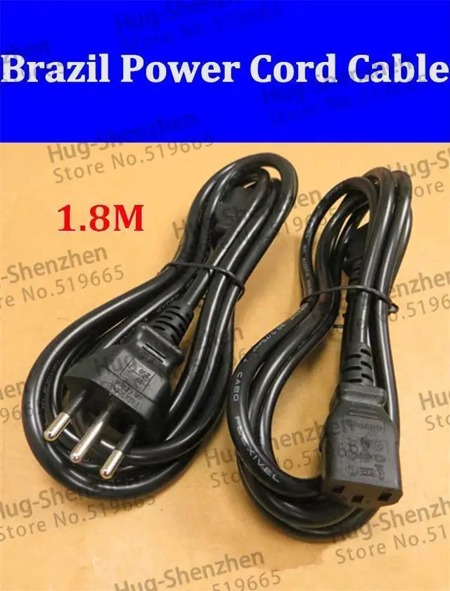 Main image of 1.8m Brazil power cord cable line good AC power cord 3X0.75 --2pcs/lot