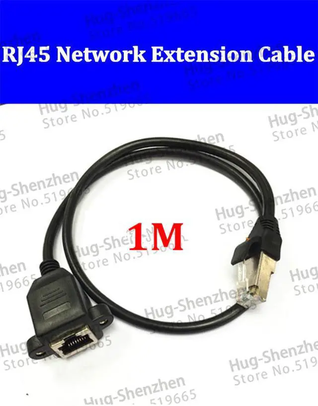 Main image of (5pieces/lot) 1M Ethernet LAN RJ45 Network connector female Jack with ear screw holes to male Plug adapter Cable
