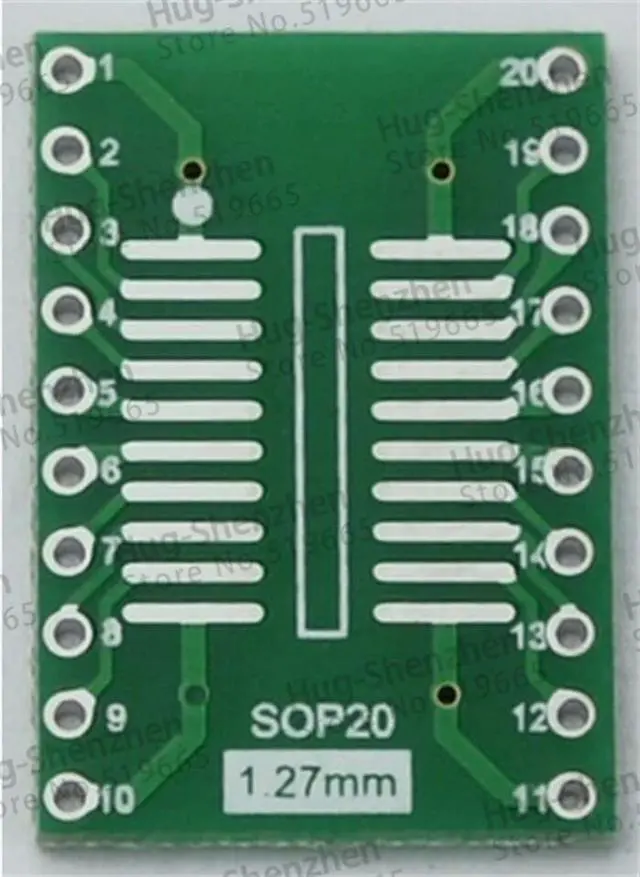 Alt view image 2 of 3 - 10pcs sop20 to dip20 Interposer Moudle PCB Board Adapter Plate