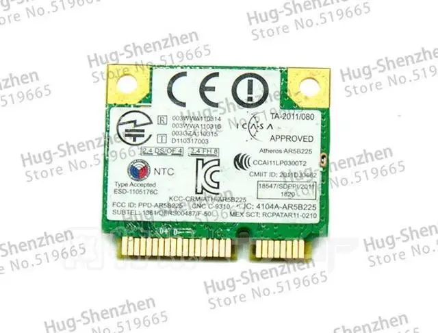 Alt view image 3 of 3 - Atheros AR5B225 300M WIFI Wireless Bluetooth 4.0 Half MINI PCI-E Card