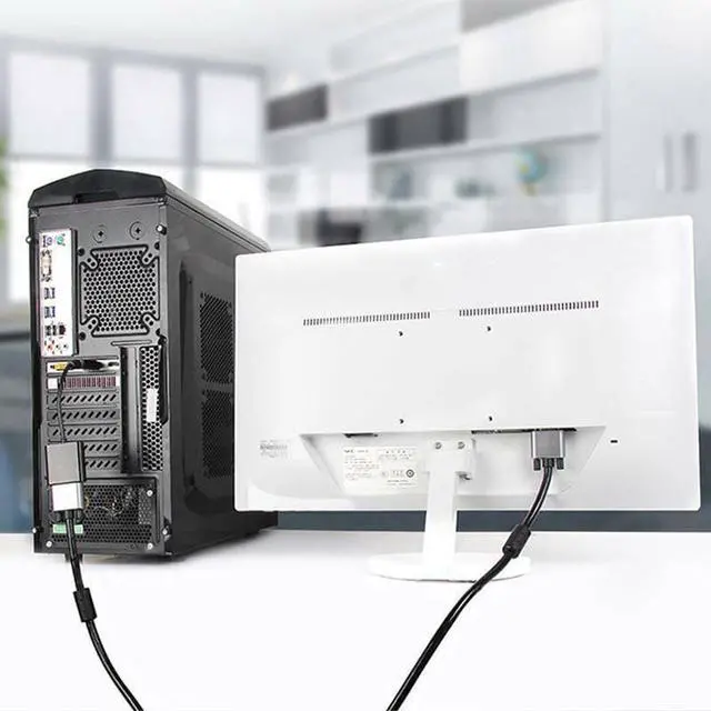 Alt view image 6 of 7 - Display Port to VGA, DisplayPort DP Male To VGA Female Cable Adapter Converter Compatible with Computer, Desktop, Laptop, PC, Monitor, Projector, HDTV - Black