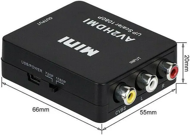 Alt view image 6 of 7 - RCA AV to HDMI Converter Adapter, 1080P 3 RCA CVBS Composite Video Audio Converter Adapter, Mini Composite CVBS to HDMI AV2 Converter with USB Cable for TV PC PS3 STB Xbox VHS VCR DVD (Black)