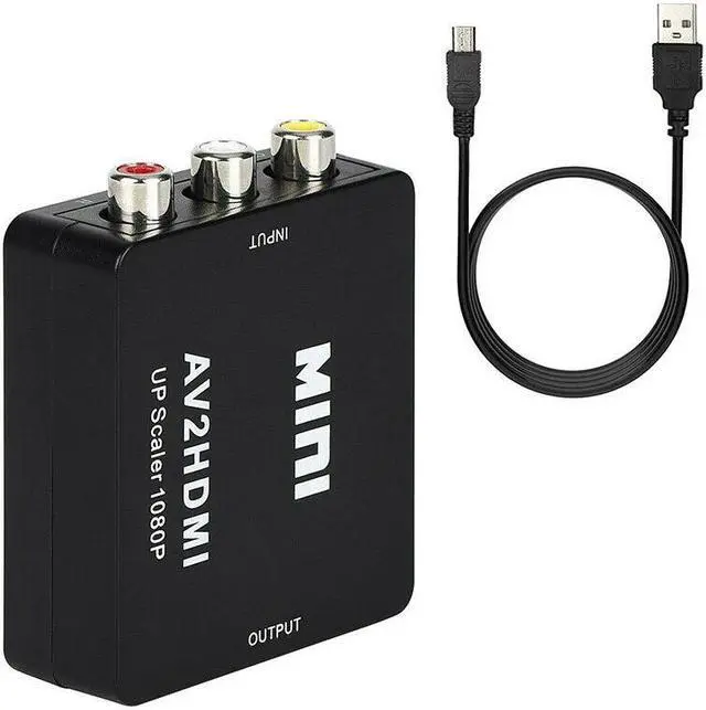 Alt view image 4 of 7 - RCA AV to HDMI Converter Adapter, 1080P 3 RCA CVBS Composite Video Audio Converter Adapter, Mini Composite CVBS to HDMI AV2 Converter with USB Cable for TV PC PS3 STB Xbox VHS VCR DVD (Black)
