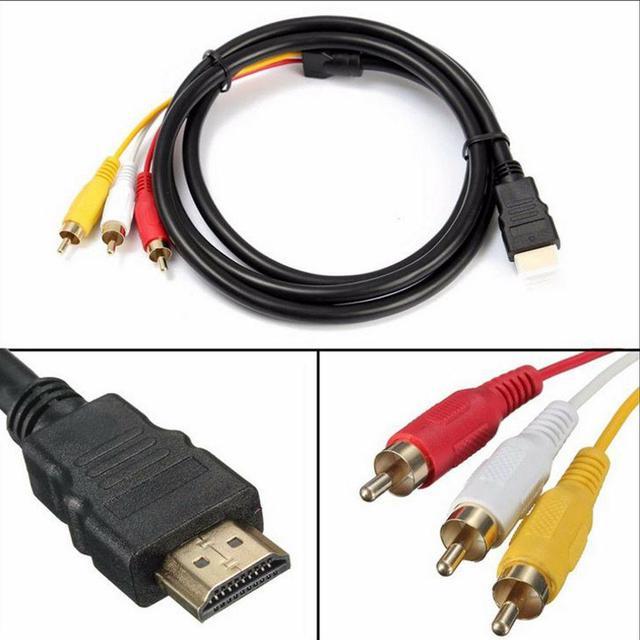 HDMI to RCA Cable, 5FT/1.5M HDMI Male to 3-RCA Video Audio AV Component  Transimission Adapter Cable for HDTV, Red-Yellow-White Wire 
