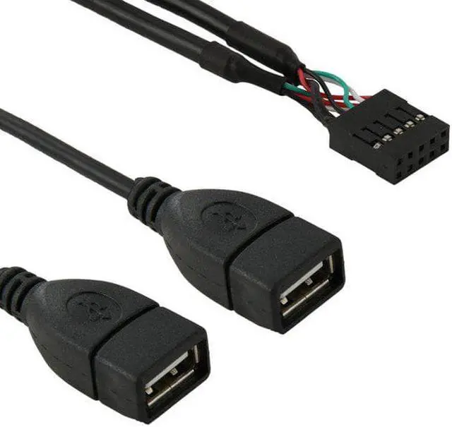 Alt view image 2 of 4 - CYDZ 10 Pin Motherboard Female Header to Dual USB 2.0 Female Adapter Cable 50cm