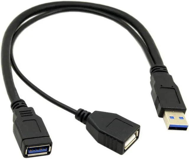 Alt view image 2 of 4 - CYDZ Black USB 3.0 Male to Dual USB Female Extra Power Data Y Extension Cable for 2.5" Mobile Hard Disk