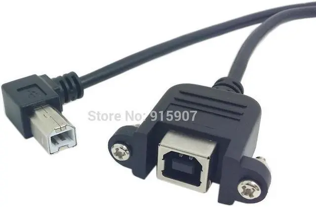 Alt view image 2 of 4 - CYDZ 90 Degree Right Angled USB B Type Male to Female Extension Cable with Screws for Panel Mount 50cm