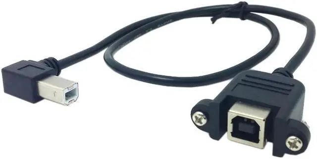 Alt view image 4 of 4 - CYDZ 90 Degree Left Angled USB B Type Male to Female extension cable with screws for Panel Mount 50cm