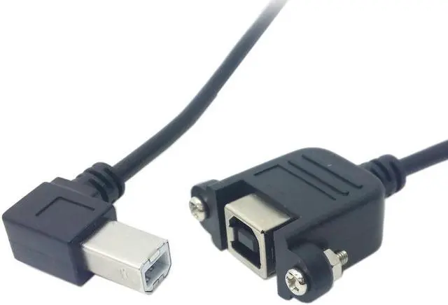 Alt view image 2 of 4 - CYDZ 90 Degree Left Angled USB B Type Male to Female extension cable with screws for Panel Mount 50cm
