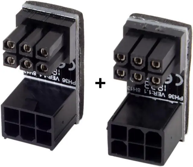 Alt view image 3 of 4 - CYDZ ATX 6Pin Female to 6pin Male 180 Degree AngledPower Adapter for Desktops Graphics Card