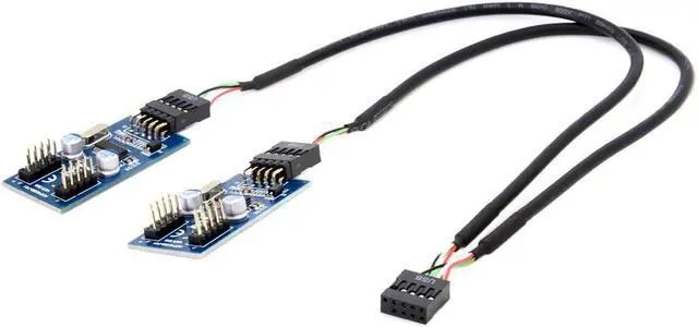 Alt view image 4 of 4 - CYDZ  9pin USB 2.0 Header 1 to 2 / 4 Female Extension Cable HUB Connector Adapter Port Multilier