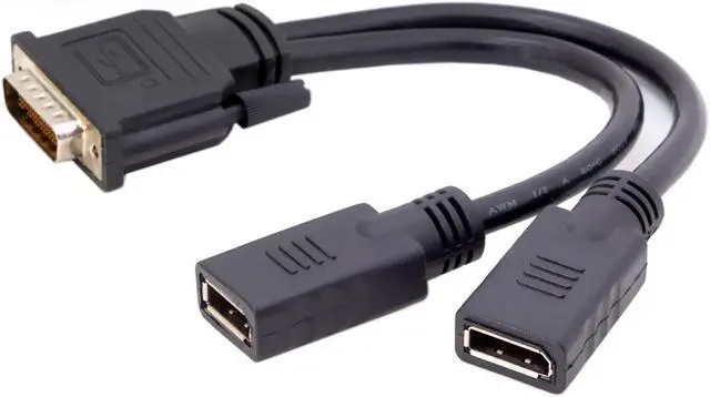 Alt view image 2 of 4 - CYDZ DMS-59Pin Male to Dual DP Displayport Female Splitter Extension Cable for PC Graphics Card Black