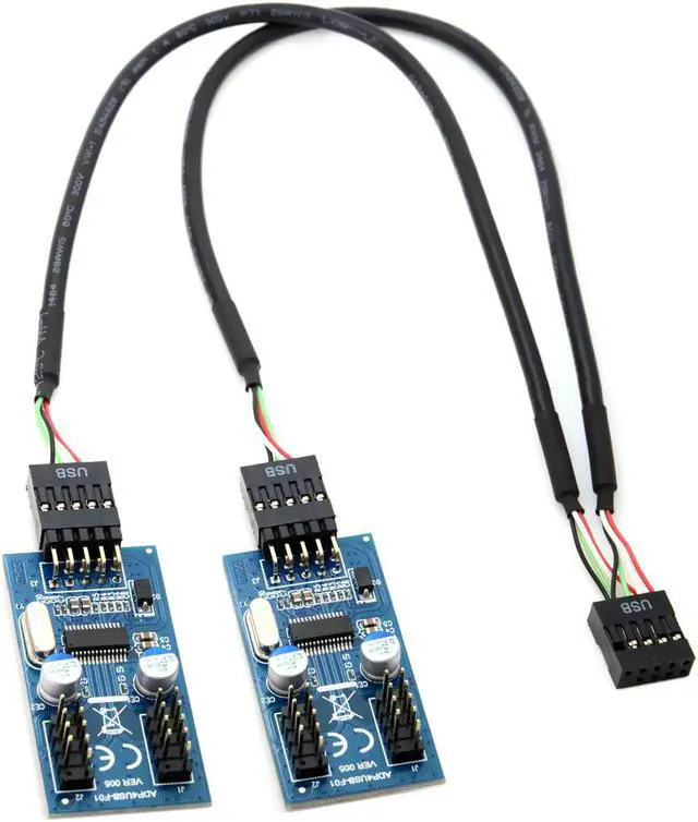 Alt view image 3 of 4 - CYDZ  9pin USB 2.0 Header 1 to 2 / 4 Female Extension Cable HUB Connector Adapter Port Multilier