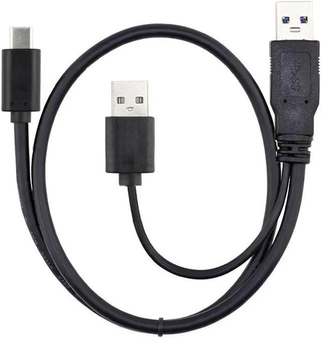 Alt view image 2 of 4 - CYDZ Type-C USB-C to USB 3.0 Male & USB 2.0 Dual Power Data Y Cable for Laptop & Hard Disk