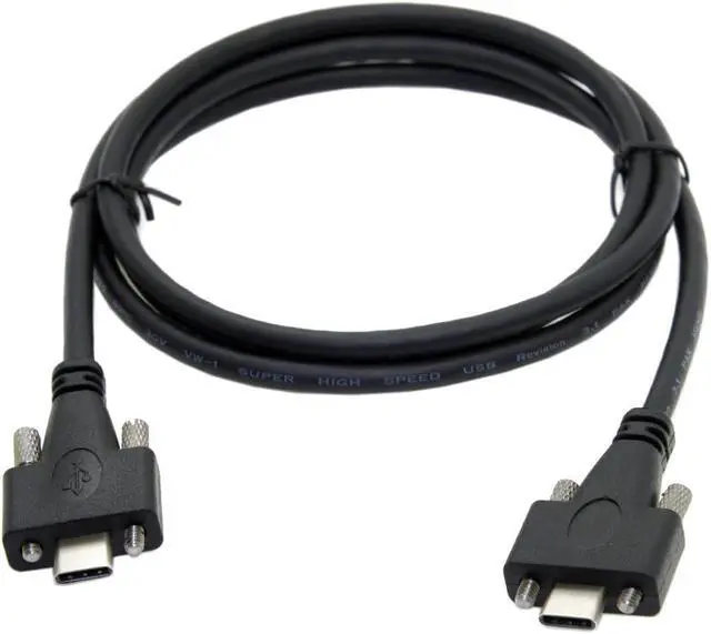 Alt view image 3 of 4 - CYDZ  USB 3.1 Type-C Dual Screw Locking to Locking USB-C 10Gbps Data Cable 1.2m Panel Mount Type
