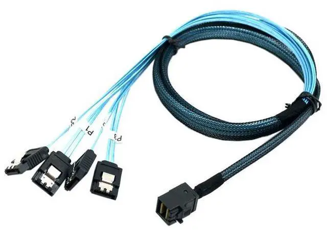Main image of 1m Internal Mini SAS SFF-8643 Host to 4 SATA 7pin Hard Disk Fanout 6Gbps Data Server Raid Cable
