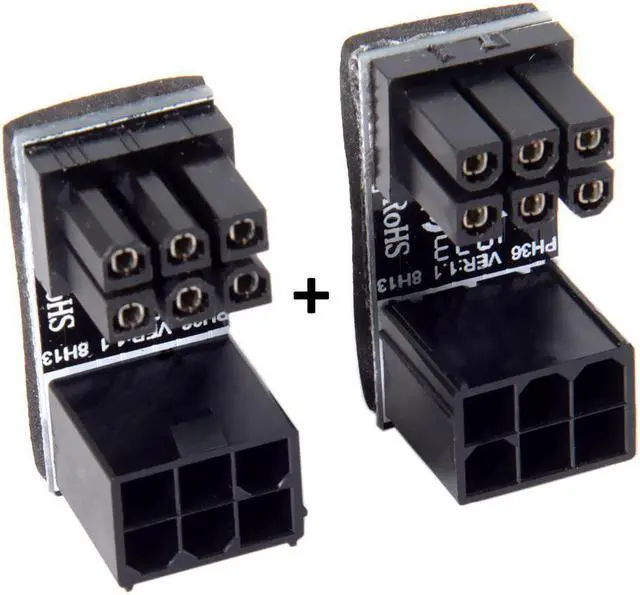 Alt view image 4 of 4 - CYDZ ATX 6Pin Female to 6pin Male 180 Degree AngledPower Adapter for Desktops Graphics Card