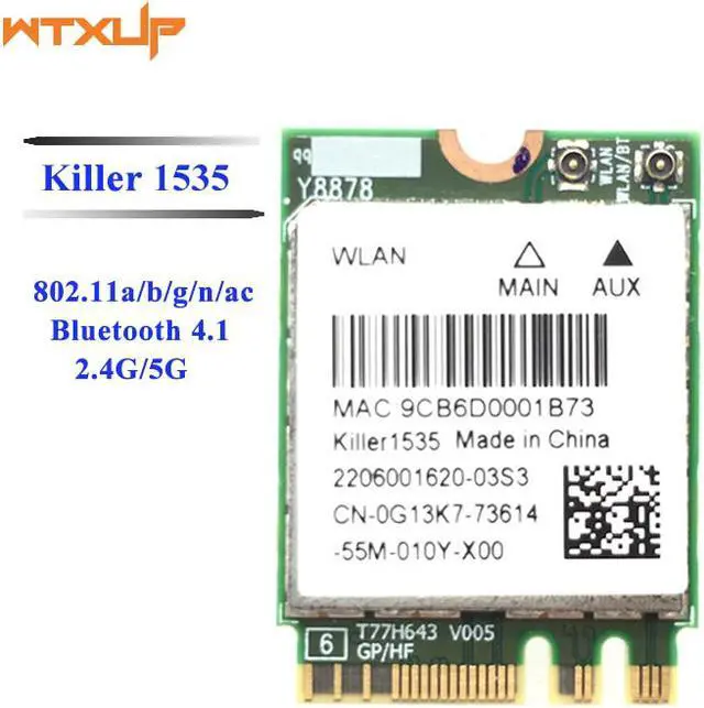 Main image of NGFF WiFi Network Card for Bigfoot killer 1535 867Mbps 802.11ac bluetooth 4.1 Atheros QCNFA364A for Dell Alienware 13 R2 17 R3