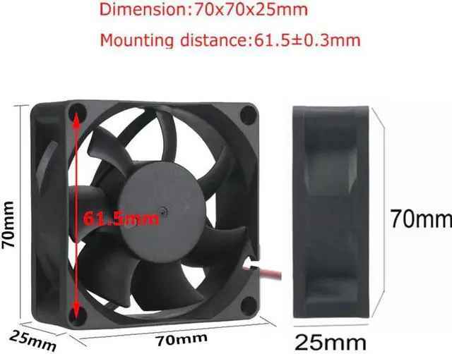 Alt view image 2 of 5 - 2Pcs/Lot  70MM 7CM 7025 DC 12V 24V 2Pin 3 Pin Computer CPU Cooler Cooling Fan 70x70x25mm