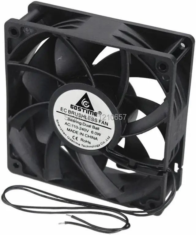 Alt view image 4 of 5 - 1 pcs EC Brushless Cooler Cooling Fan 120mm x 38mm 12038 12cm AC 110V 115V 120V 220V 240V 2 Wires