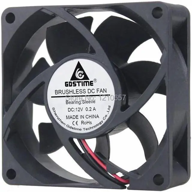 Alt view image 2 of 5 - 2 Pieces Lot Mini 2Pin 70MM 70 x 70 x 25mm 7025s 7cm 12V DC Brushless Cooler Cooling Fan