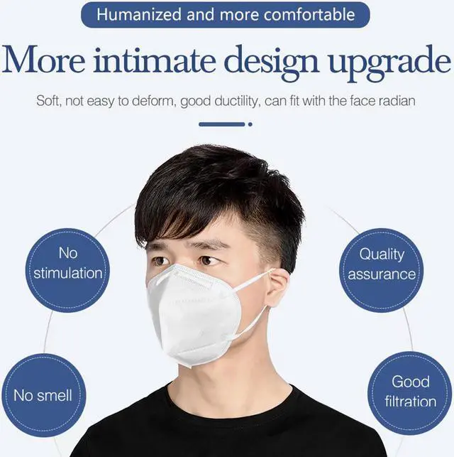 Alt view image 3 of 6 - 100pcs KN95 Mask Non-Disposable Protective Mask Anti Flu Mask, Breathable, Dustproof, Nonwoven Fabrics, 5 Layer Anti Covid-19 Virus Protective Face Mask