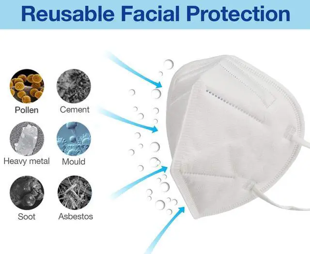 Alt view image 2 of 6 - 100pcs KN95 Mask Non-Disposable Protective Mask Anti Flu Mask, Breathable, Dustproof, Nonwoven Fabrics, 5 Layer Anti Covid-19 Virus Protective Face Mask