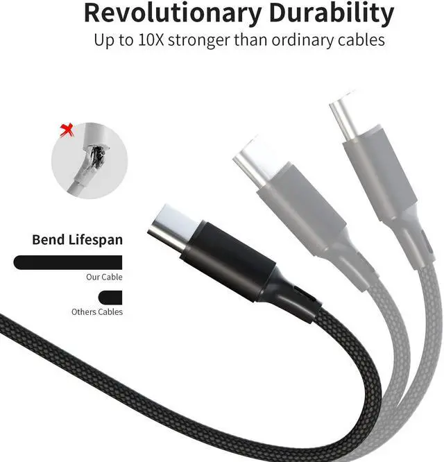 Alt view image 3 of 6 - 1 Pack 10FT Charging Cable for PS5 DualSense and Xbox Series X/S/ Switch Pro Controller, ROME CARE Charging Cord Nylon Braided Type-C Port Charger Accessories for Playstation 5/ Xbox Series S/X(Black)