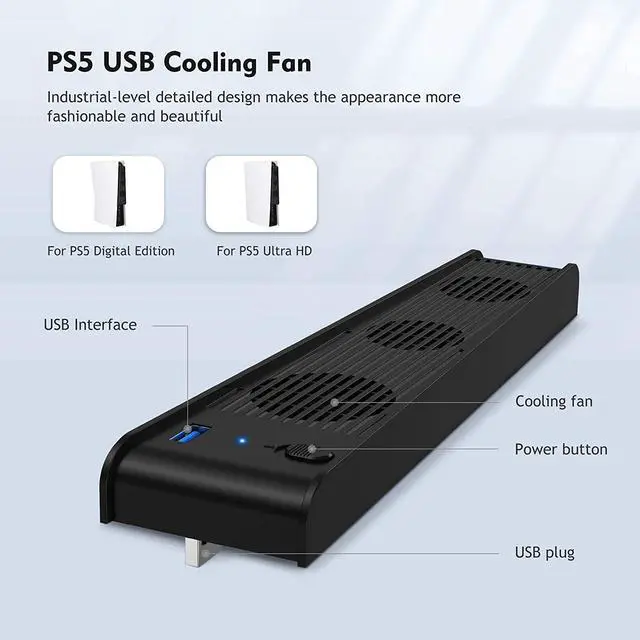 Alt view image 2 of 7 - ROME CARE Console Cooling 3 Cooler Fans For Sony Playstation 5, Host Accessories Super Cooling Fan For PS5 Gaming Console USB Ports, Gamer Dust Plug Cover Kit, Ultra HD Game Console Accessories Heat S