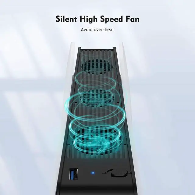 Alt view image 4 of 7 - ROME CARE Console Cooling 3 Cooler Fans For Sony Playstation 5, Host Accessories Super Cooling Fan For PS5 Gaming Console USB Ports, Gamer Dust Plug Cover Kit, Ultra HD Game Console Accessories Heat S