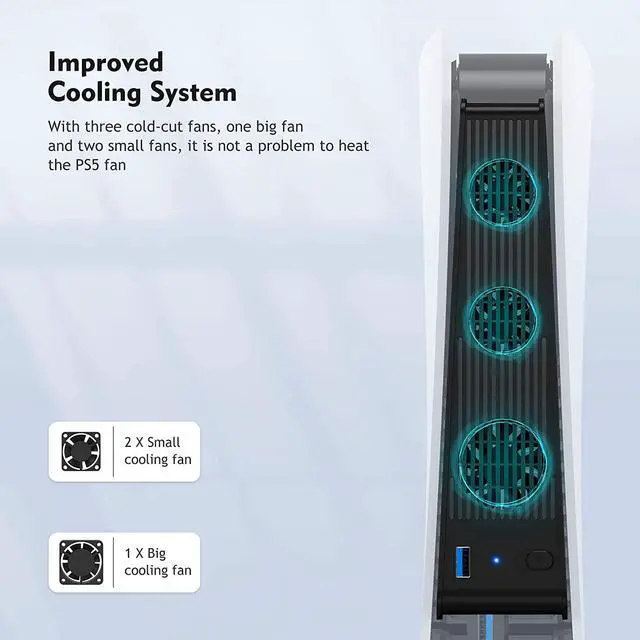 Alt view image 6 of 7 - ROME CARE Console Cooling 3 Cooler Fans For Sony Playstation 5, Host Accessories Super Cooling Fan For PS5 Gaming Console USB Ports, Gamer Dust Plug Cover Kit, Ultra HD Game Console Accessories Heat S