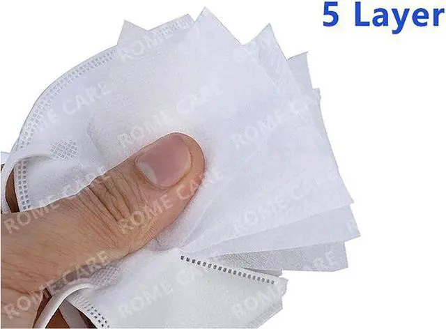 Alt view image 3 of 7 - 100 Pcs KN95 Face Mask Protective Respirator, PM2.5 5-Layer KN95 Mask Face Mask Adult Anti-fog Haze Dustproof Non-Woven Fabrics Mask White