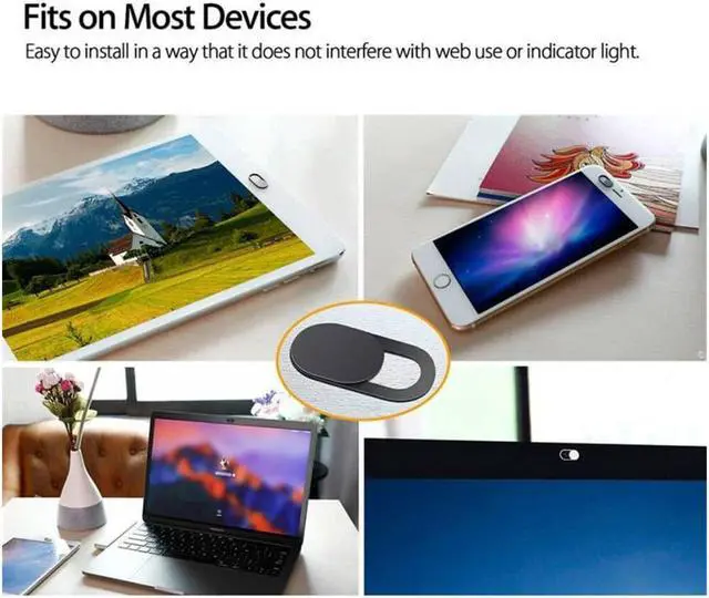 Alt view image 6 of 7 - 8 Pcs Webcam Cover Slide Ultra-Thin Laptops Camera Shutter Privacy Protective Cover For IPad Mobile Phone Tablet Desktop Laptop Car camera Black