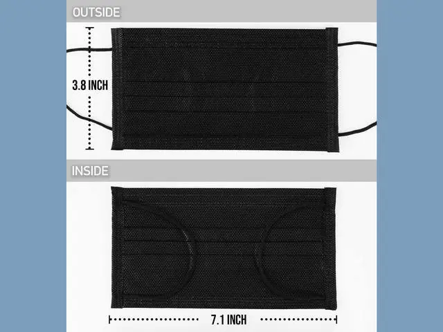 Alt view image 5 of 7 - 100 Pcs Disposable Protection Face Masks, 3 Ply Face Masks Black Disposable Mask Adult