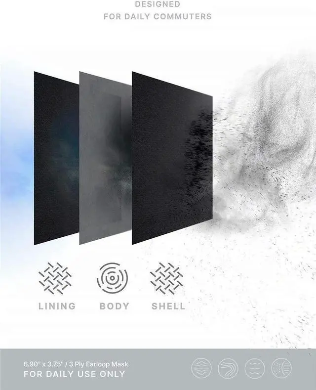 Alt view image 6 of 7 - 100 Pcs Disposable Protection Face Masks, 3 Ply Face Masks Black Disposable Mask Child